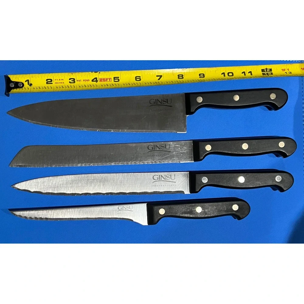 Ginsu Professional Series 4 Piece Knife Set with Wood Block Stainless Steel